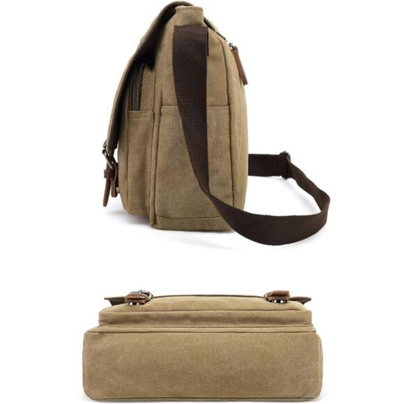 Canvas Messenger Bag Large Crossbody Bag Shoulder Bag Vintage Laptop Travel Bag - Picture 3 of 8